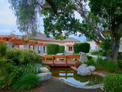 Senior Center with bridge and trees