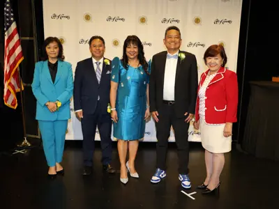 Reorganized Cerritos City Council, from left: Councilmember Jennifer Hong, Mayor Pro Tem Mark E. Pulido, Mayor Lynda P. Johnson, Councilmember Frank Aurelio Yokoyama, and Councilmember Sophia M. Tse