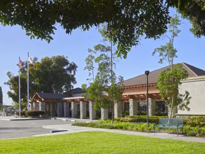 Exterior entrance to Cerritos Senior Center at Pat Nixon Park