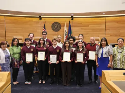 Cerritos High School Model United Nations students with the Cerritos City Council at Celebrating Cerritos on May 28, 2026